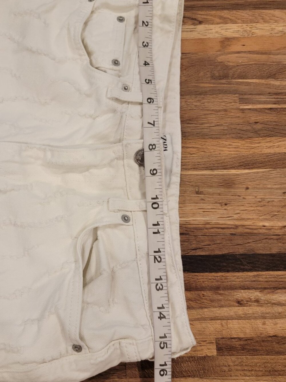 Zara White Wide Leg Distressed Jeans - Picture 6 of 12